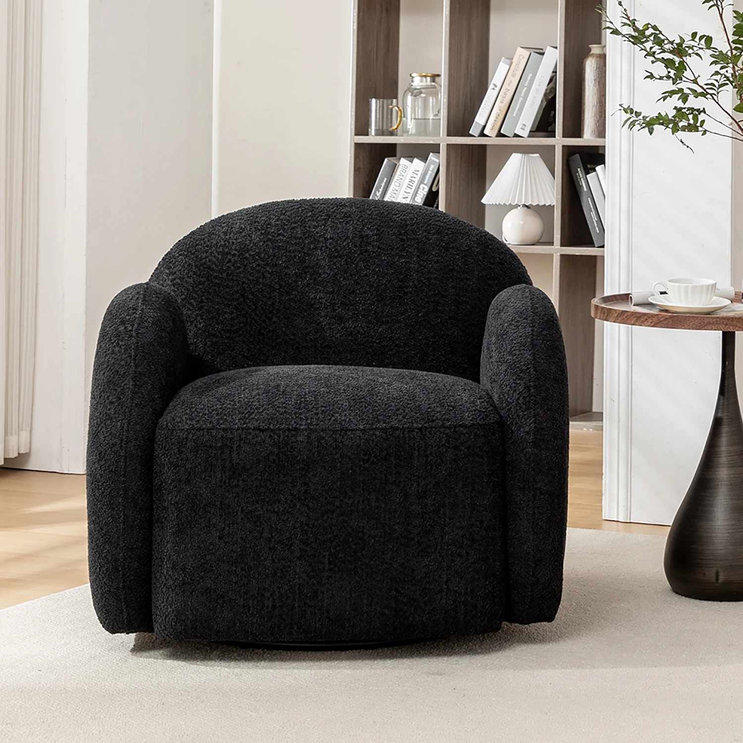 SEYNAR Modern Glam Boucle Upholstered Swivel Accent Armchair