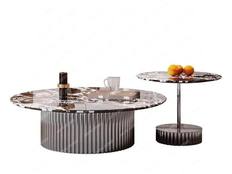 Y Natural luxury stone household round marble size coffee table combination
