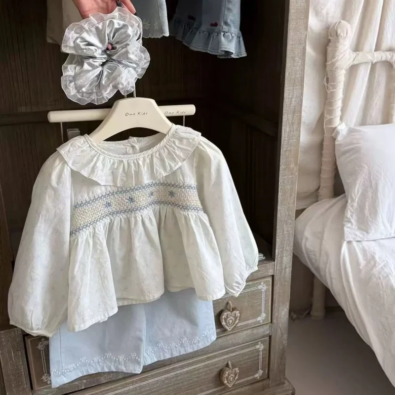 

Girls' Spring and Autumn Shirt 2026 New Spring Clothing Long Sleeve Doll Shirt Casual Top Shirt Children's Gift 2-8 Years Old