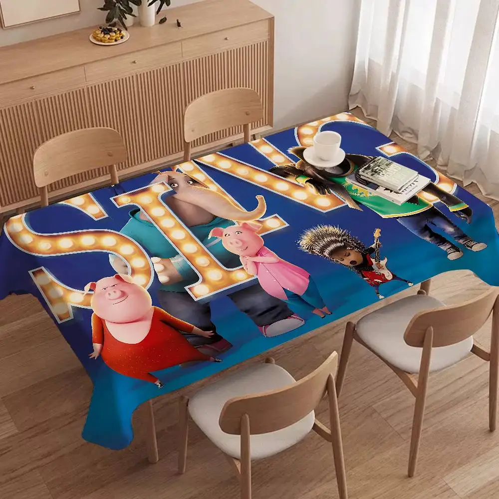 Sing 2 Movie Various Anime Rectangular Tablecloths Washable Wedding Party Kitchen Dining Living Room Birthday Decoration Table