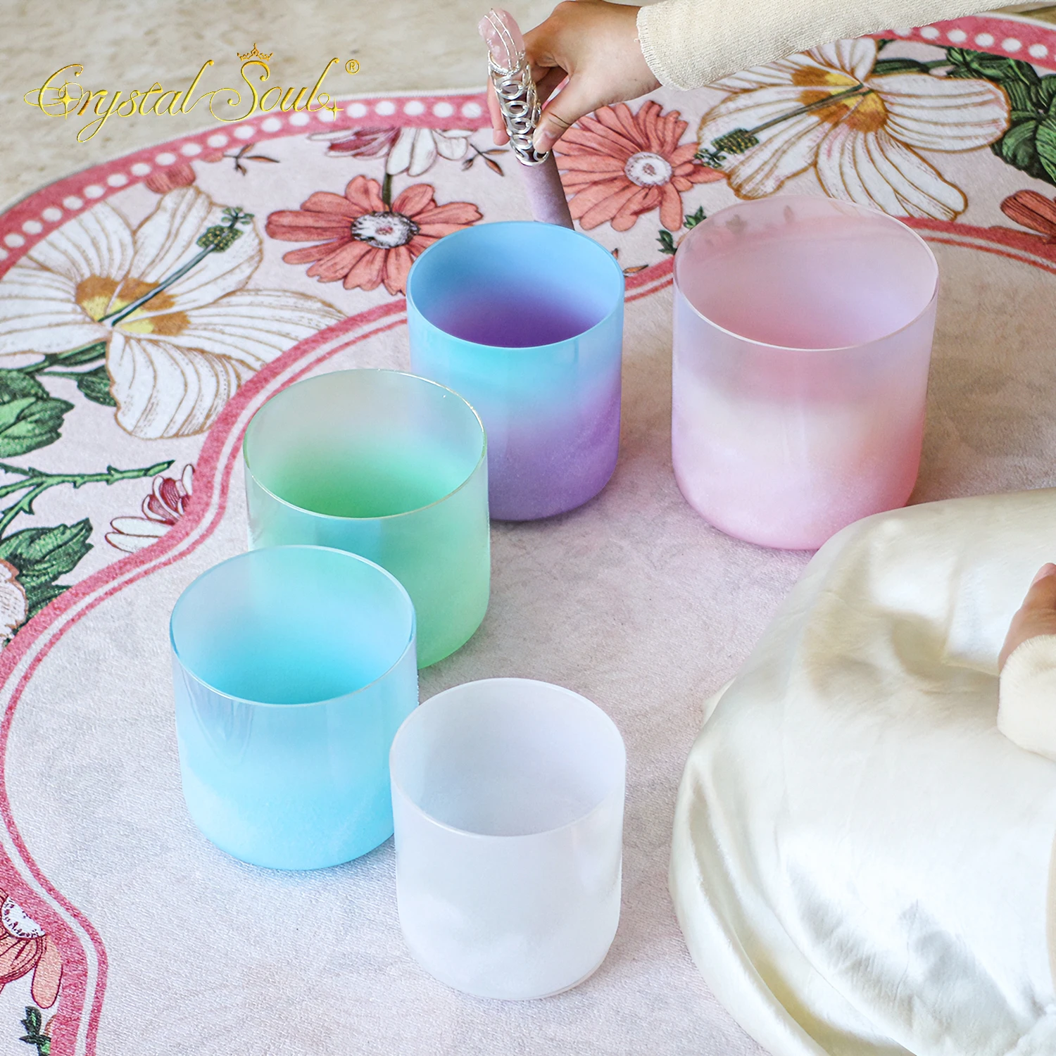 

Crystal Soul C5 528Hz Sandblasting Dreamy Colored Alchemy Crystal Singing Bowl Set