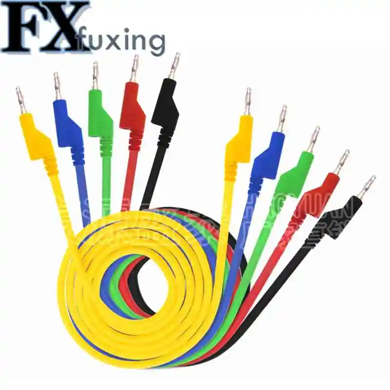 1PCS 4mm Injection Molded Copper Banana Plug To Banana Plug Multimeter Test Leads Soft PVC Cable 1M Wire 1000V 15A