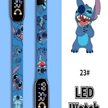 디즈니 만화 스티치 어린이 시계, 여아 패션 팔찌, LED 여성 시계, 어린이 전자 디지털 방수 시계