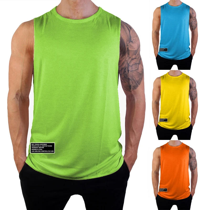 

Gym Clothing Fitness Tank Tops Mens Summer Quick Dry Mesh Sports Sleeveless T Shirt Bodybuilding Singlets Running Vest