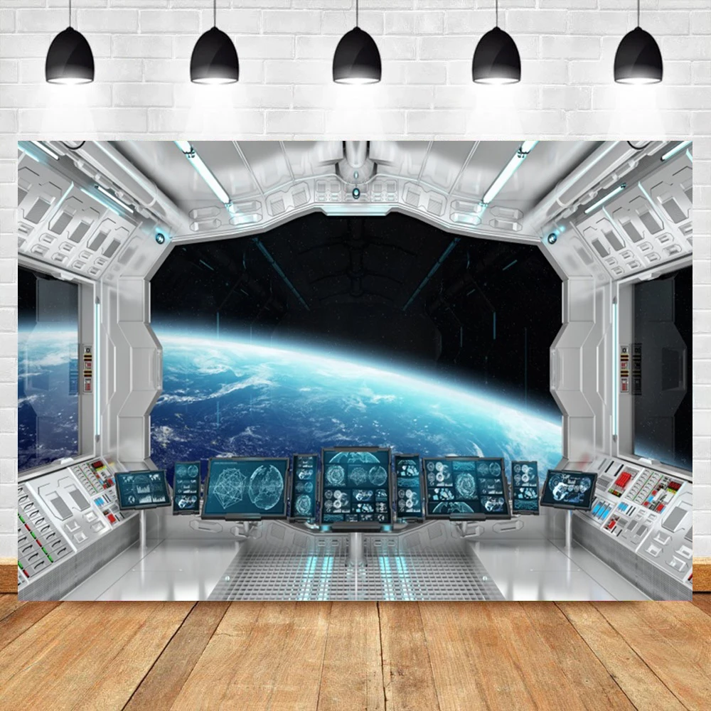 Photography Backdrops Spaceship Planet Universe Science Fiction Baby Cabinet Interior Photo Backgrounds Photocall Photo Studio