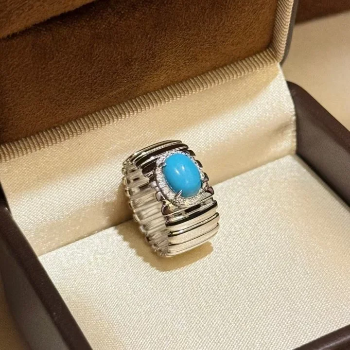 Exquisite 925 Silver Ring with American Turquoise  Timeless Style and Premium Quality  Ideal for Dropshipping