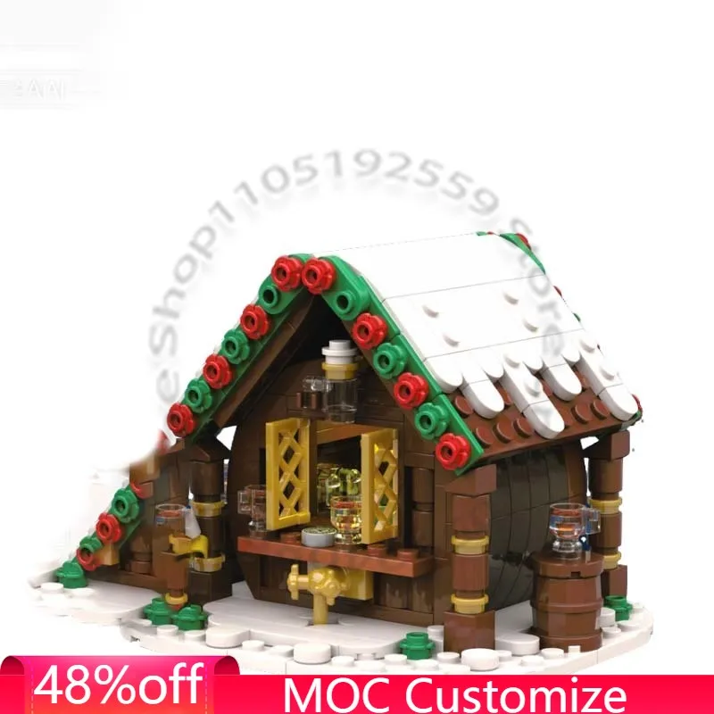 

290 PCS Couple Christmas Beer Stand Shop MOC Customize Modular Building Block Simple Creative Design DIY Boys Toy Christmas Gift