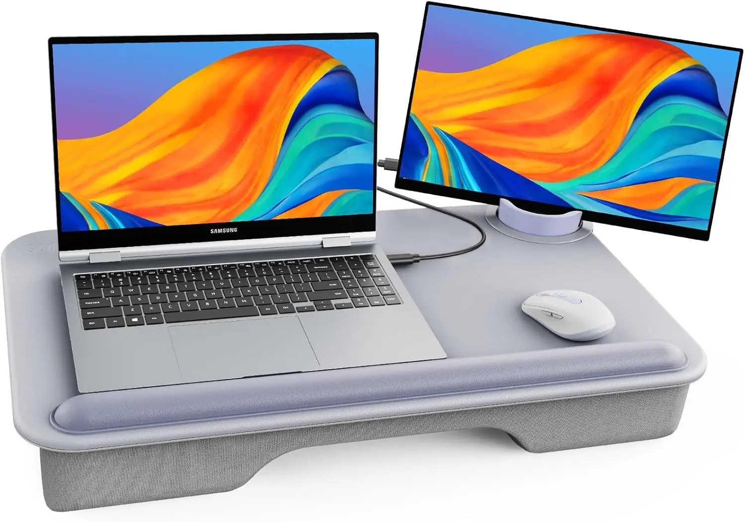 

Laptop Lap Desk for Bed—Fits Up to 17" Laptops & MacBook, Lightweight Tray with Wrist Pad & Phone Holder