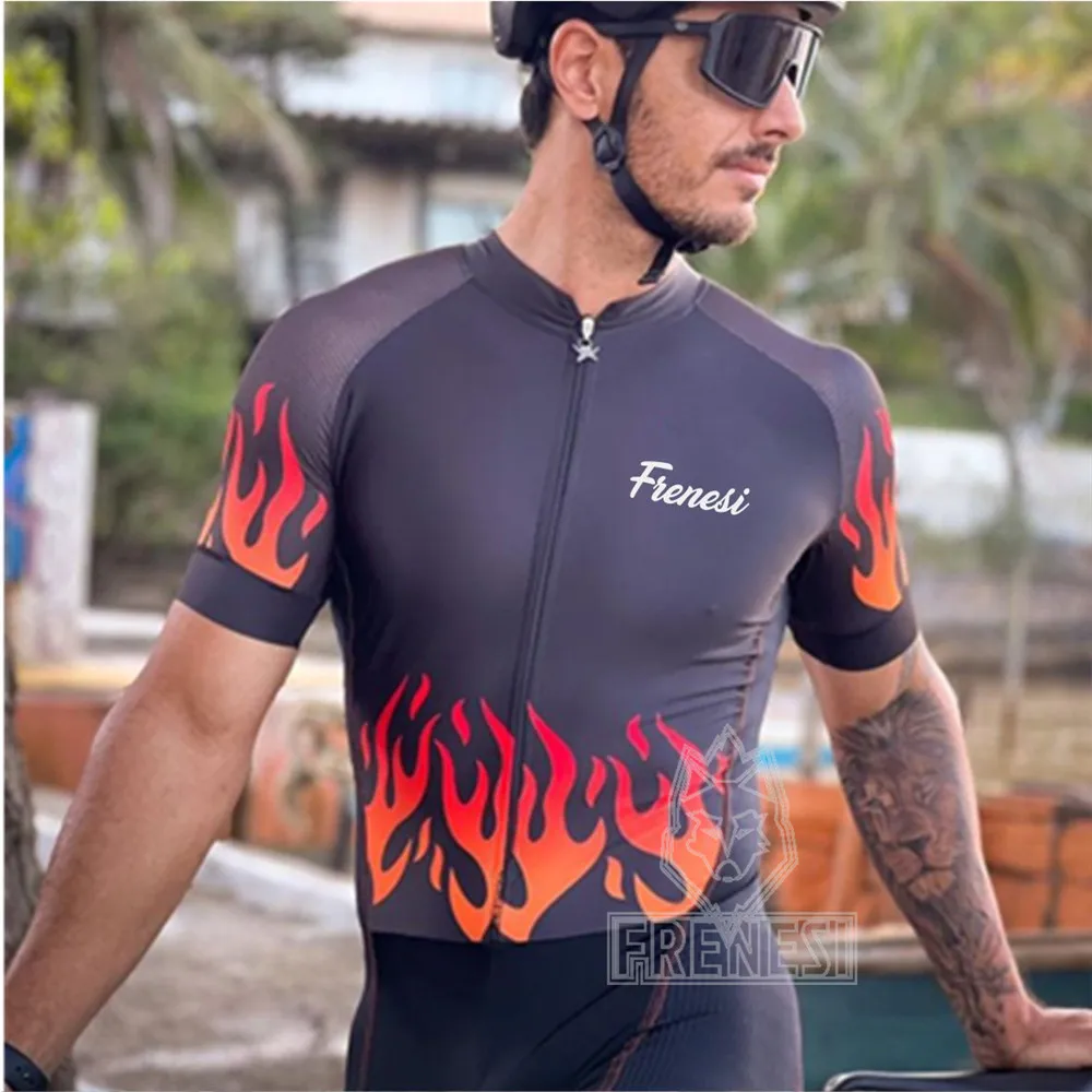 Frenesi Summer Men Bodysuit MTB Bicycle Jersey Maillot Ciclismo Hombre Pro Team Cycling Short Sleeve Breathable Triathlon