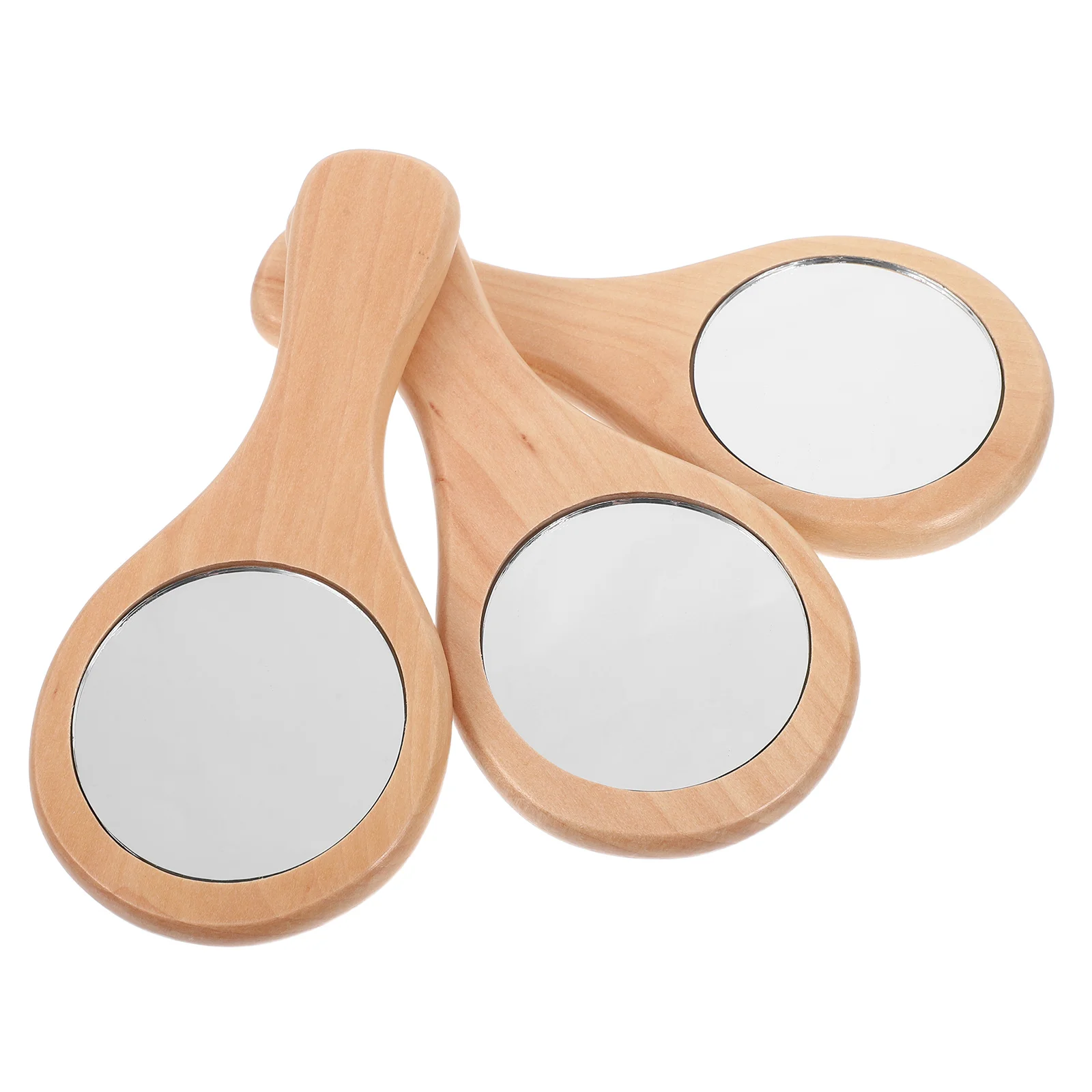 

3Pcs Portable Handheld Makeup Mirrors Mini Round Wooden Compact Small Mirror Travel Pocket Purse Mirror for Men Women
