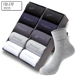 10 Pairs / Lot Bamboo Fiber Socks Men Casual Business Anti-Bacterial Breatheable Men's Crew Socks High Quality Guarantee Sock