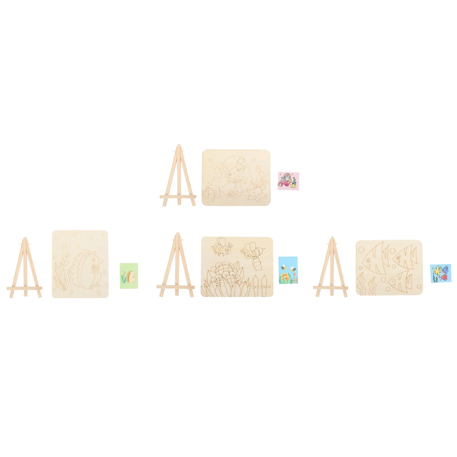 Planche à dessin en bois pour enfants, 4 pièces, bricolage, Graffiti couleur, jouet de peinture, Puzzle, voyage éducatif