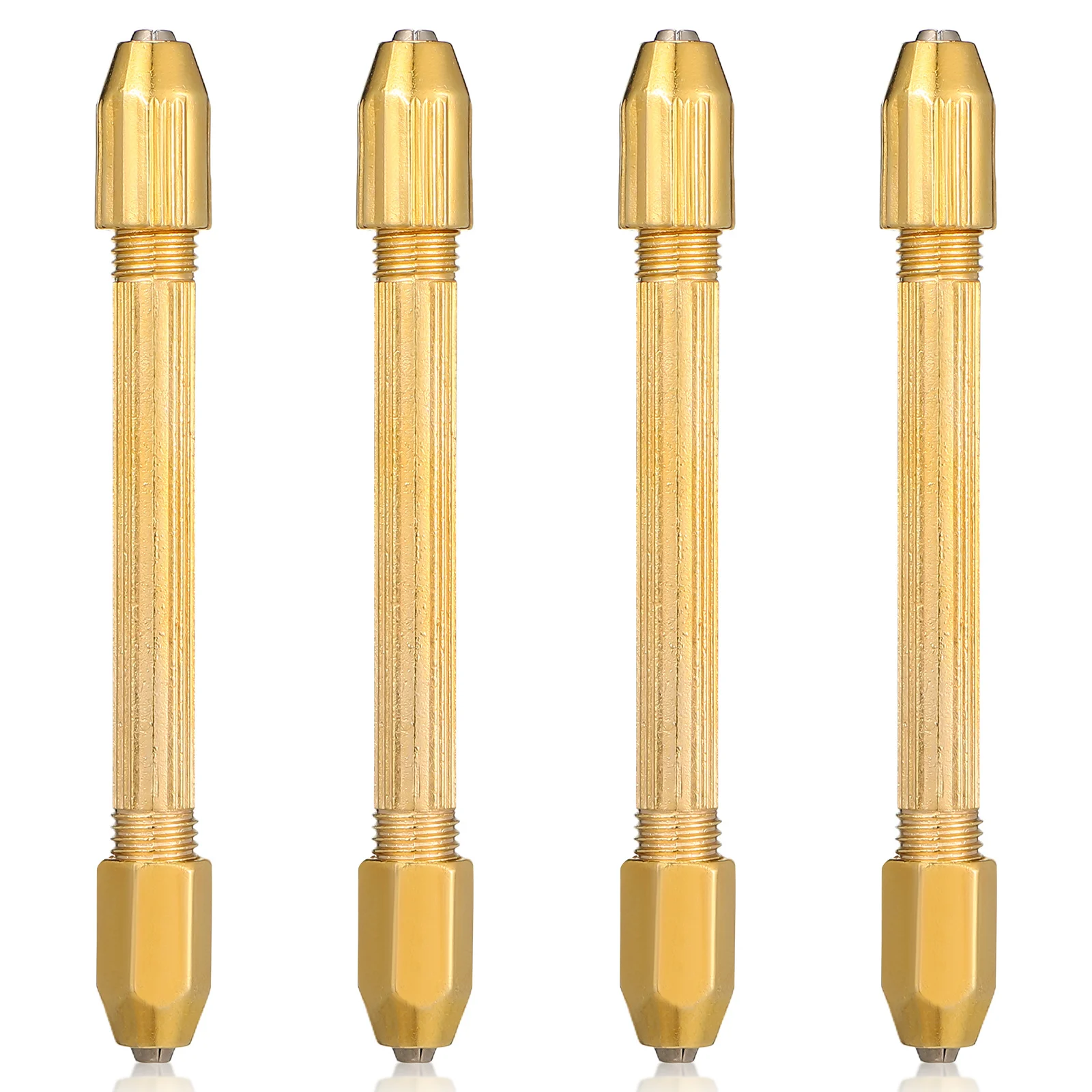 

4Pcs Premium Mini Hand Drill Carving Tool for Wood Plastic Rubber Drilling Double Head Micro Watch Repairing Golden Square Tip