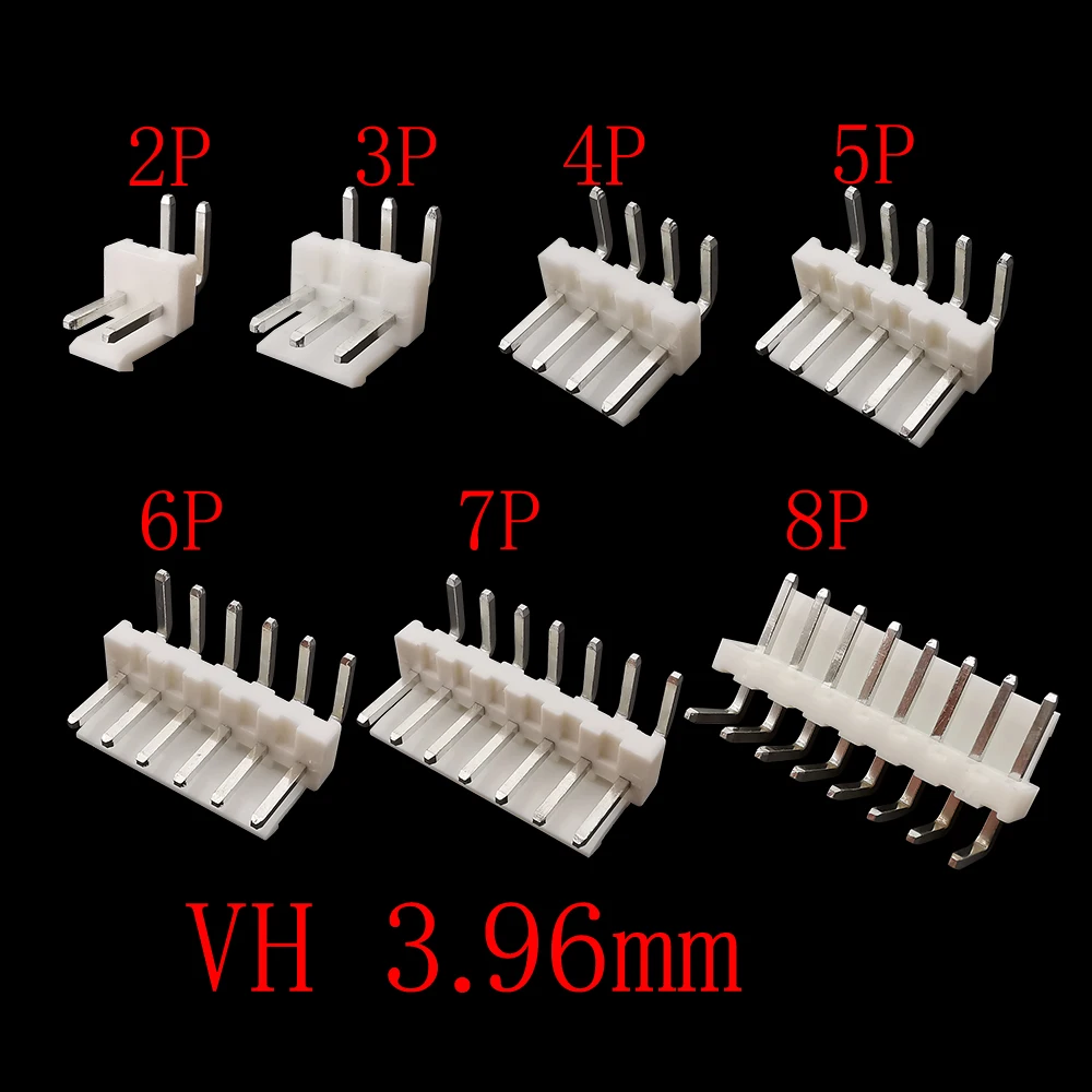 50Pcs JST VH3.96 VH 3.96mm Pitch Male Plug Housing 2/3/4/5/6/7/8 Pin Conenctor Straight Pin / Right Angle VH3.96 Plastic Shell