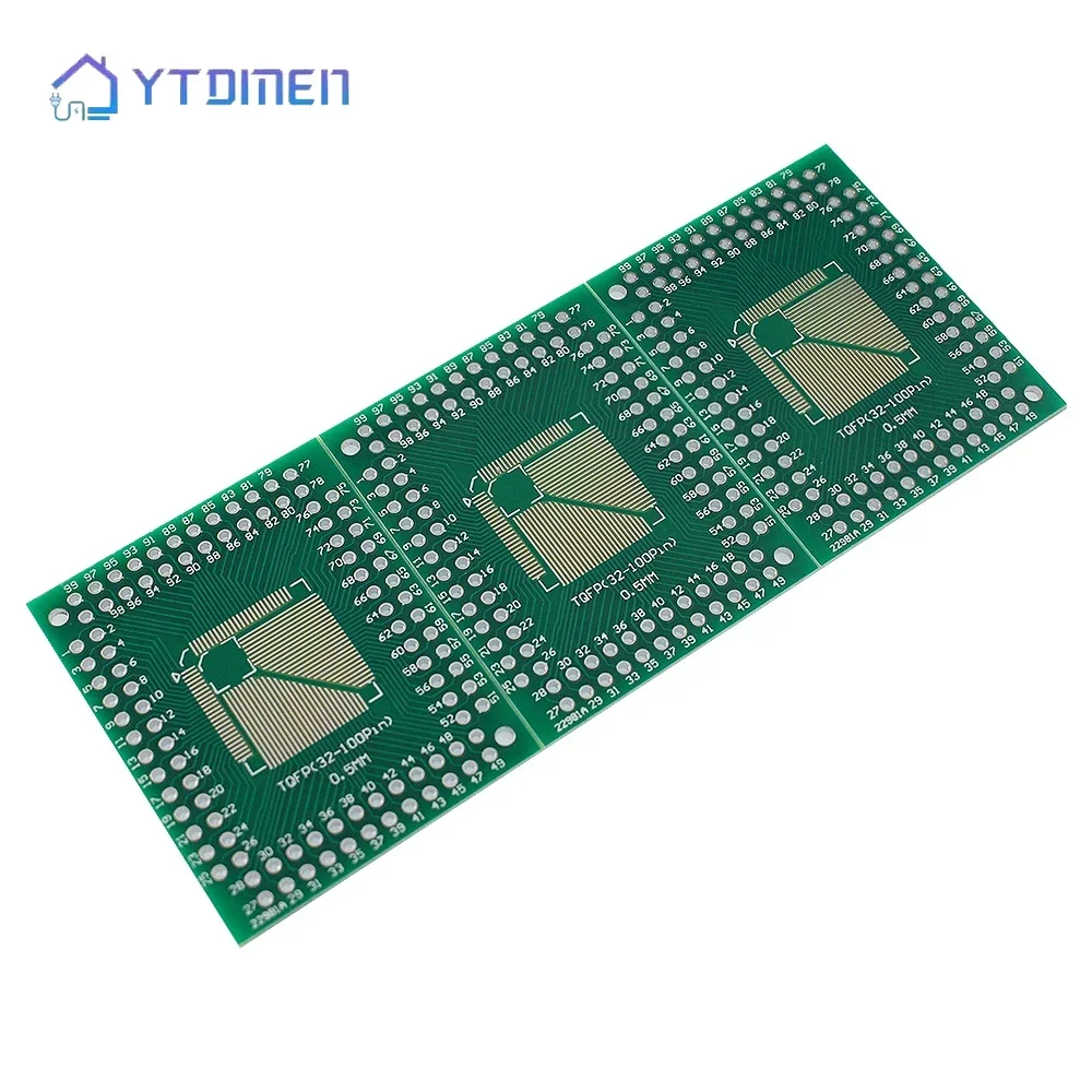 10PCS SMD to DIP Adapter Board for FQFP/TQFP/LQFP 32-100 Pin IC, 0.5mm/0.8mm Pitch Converter PCB Prototyping Tool
