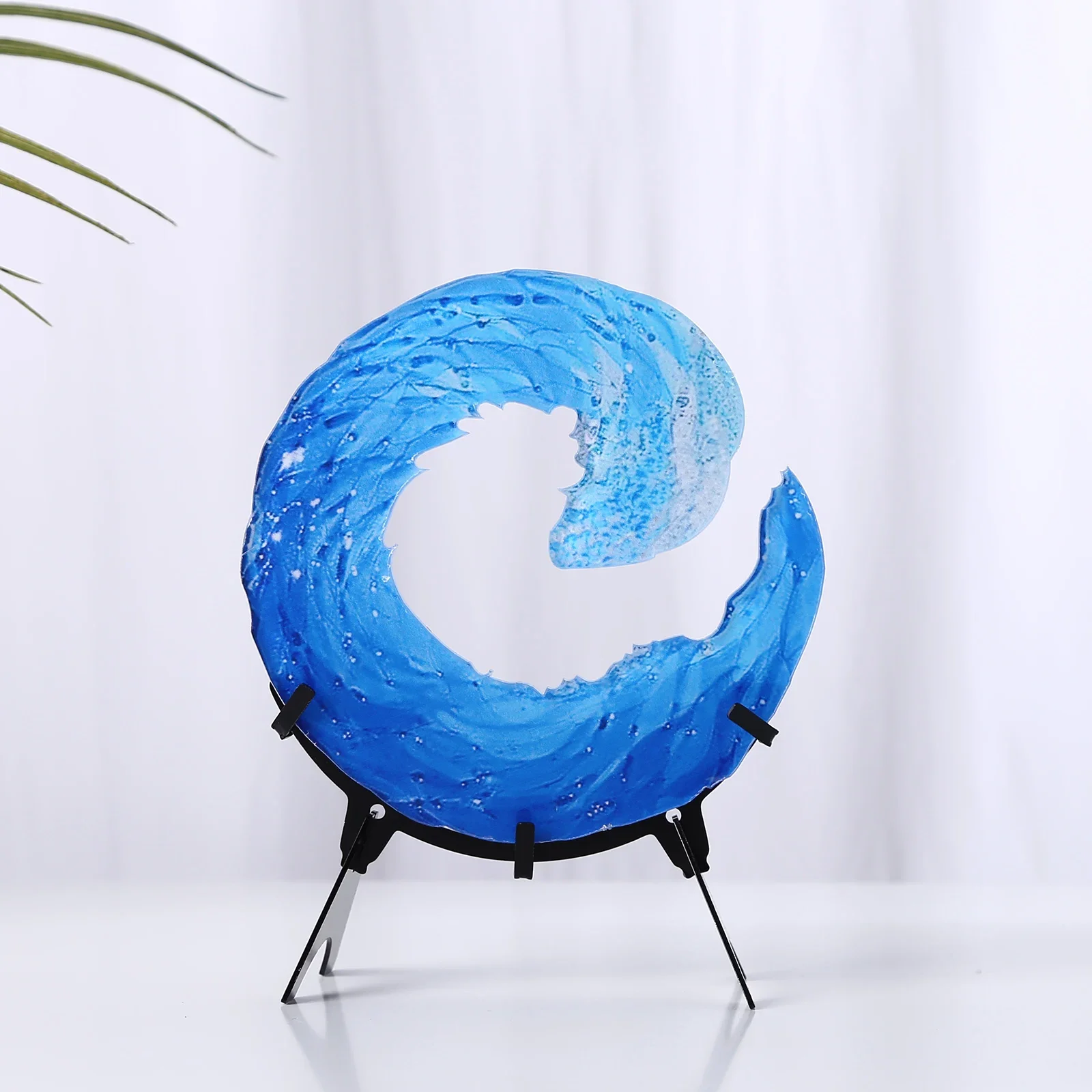 

Acrylic Ocean Wave Sculpture Creative Lifelike Sea Wave Desktop Blue Flower Figurines Home Living Bedroom Dorm Office Decoration