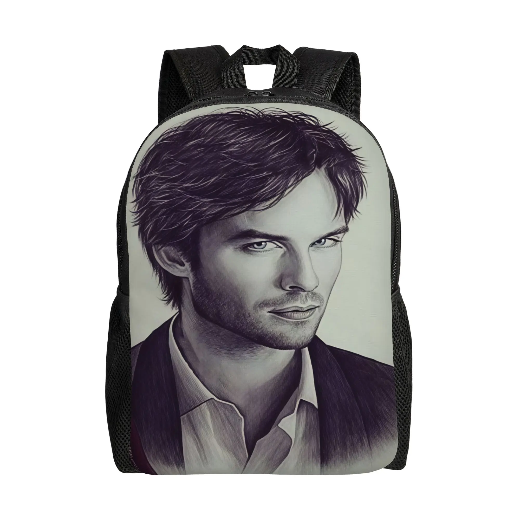 Vampire Diaries Damon Klaus  Backpack  Student Unisex Polyester Travel Backpacks Pattern Kawaii School Bags Rucksack