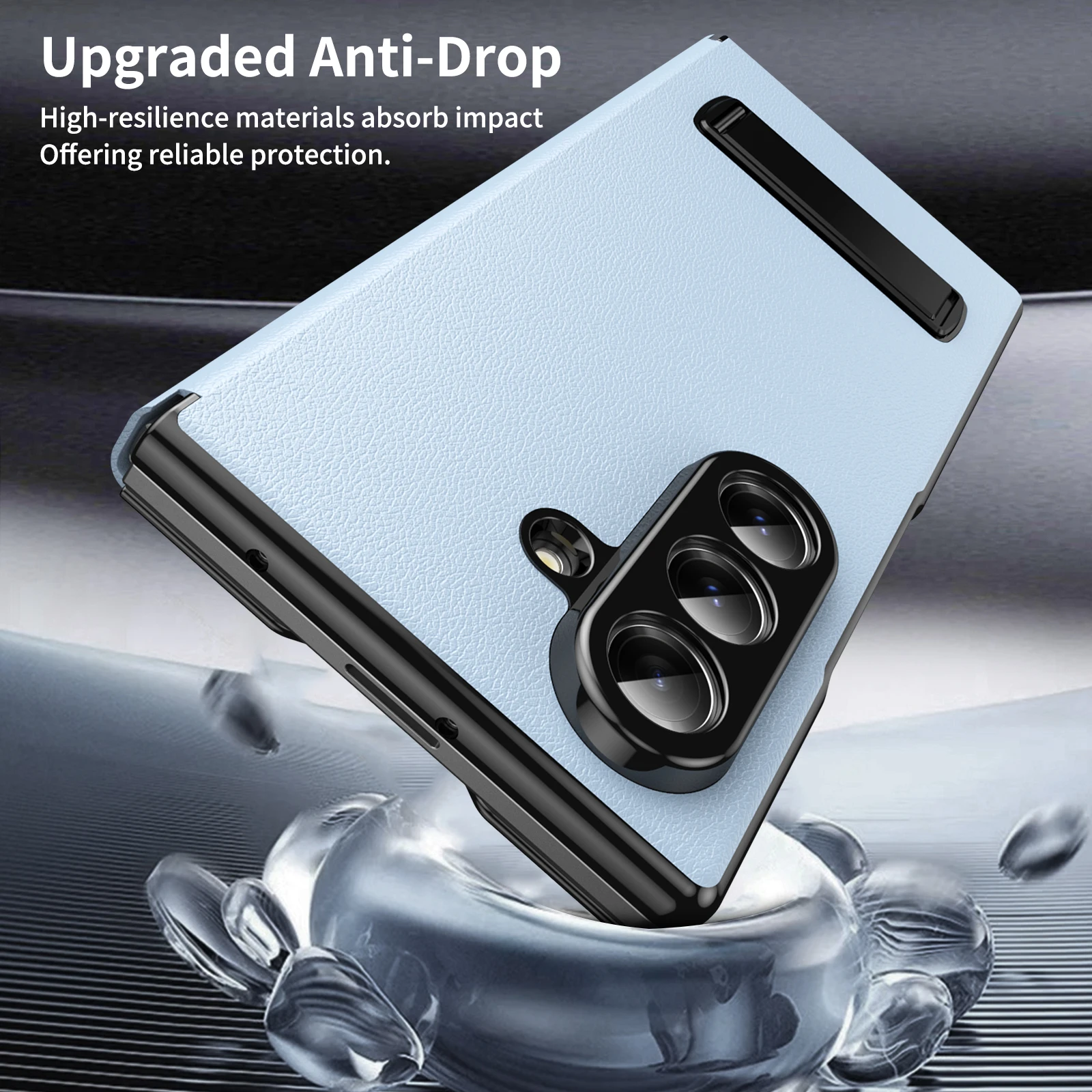 Etui na Samsung Galaxy Z Fold 7 6 5 4 3 z klapką, otworem na słuchawki, podstawką, skórzane, magnetyczne, odporne na upadki i odciski palców. — zdjęcie produktu 6