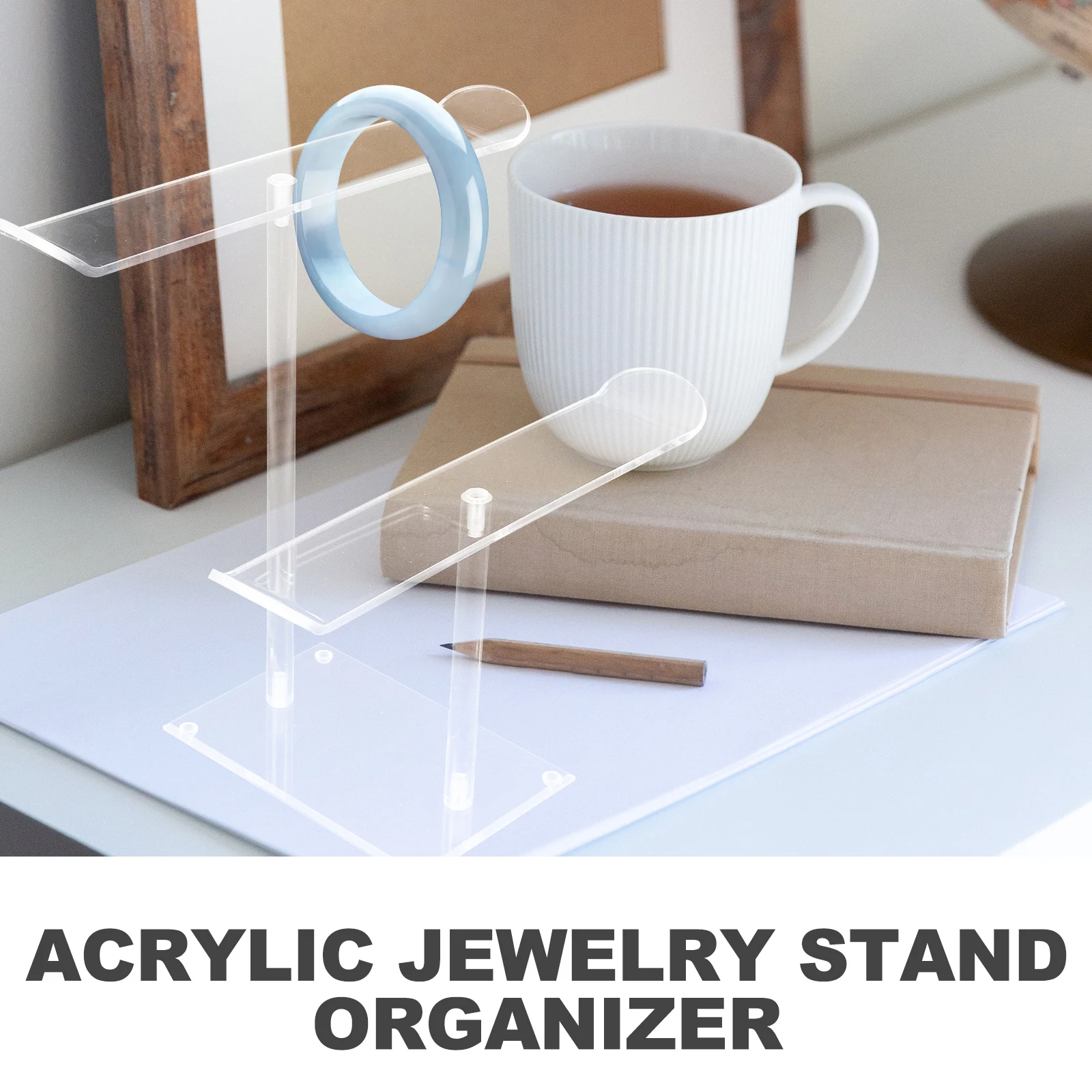 

2 Tier Acrylic Headband Display Rack Scrunchies Holder Transparent Jewelry Organizer Stand Desktop Storage Bracelet Bangle Ring