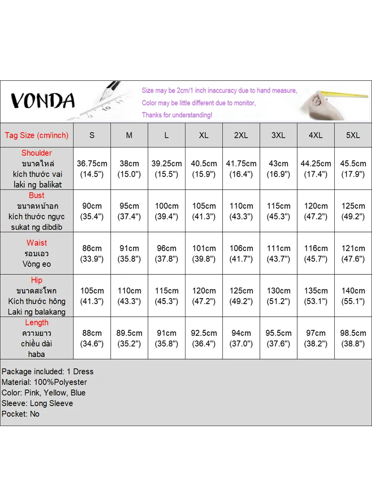 VONDA Moda Polka Dot Mini Coreano Patchwork Vestito 2025 Donne 3/4 Manica Colletto con fiocco Abiti corti Increspato Manica a sbuffo Vestito estivo