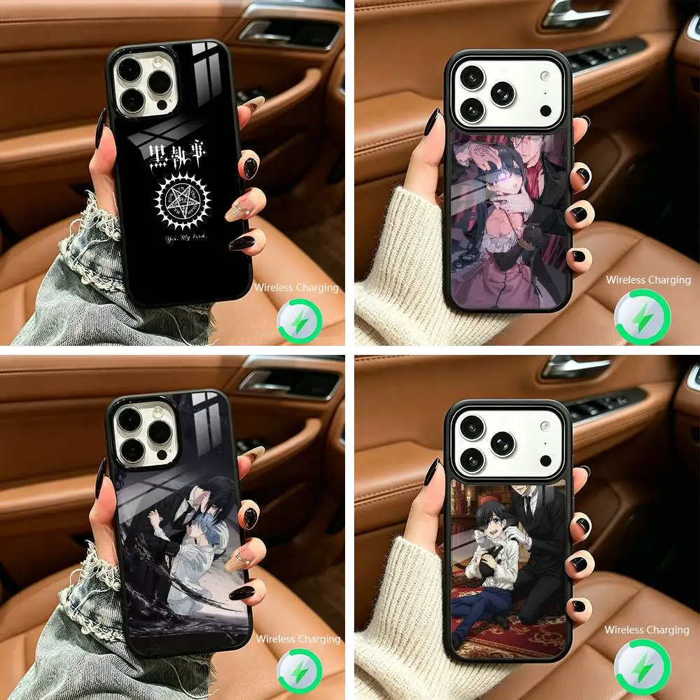 

Anime-B-Black -B-Butler Phone Case For IPhone17 16 15 14 13 12 11 Pro Max 16/15/14Plus Wireless Charger Cover Funda