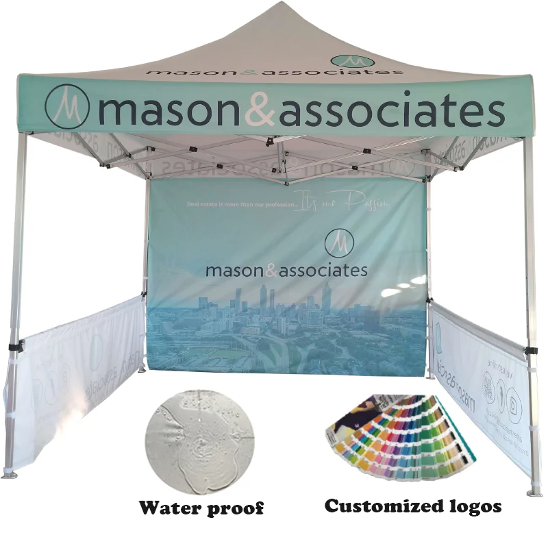 Customized Roof Top Tent Business Tents For Events With Logos Advertising Table Cloth 6FT 3*3M Pop Up Beach Gazebo Blue Canopy