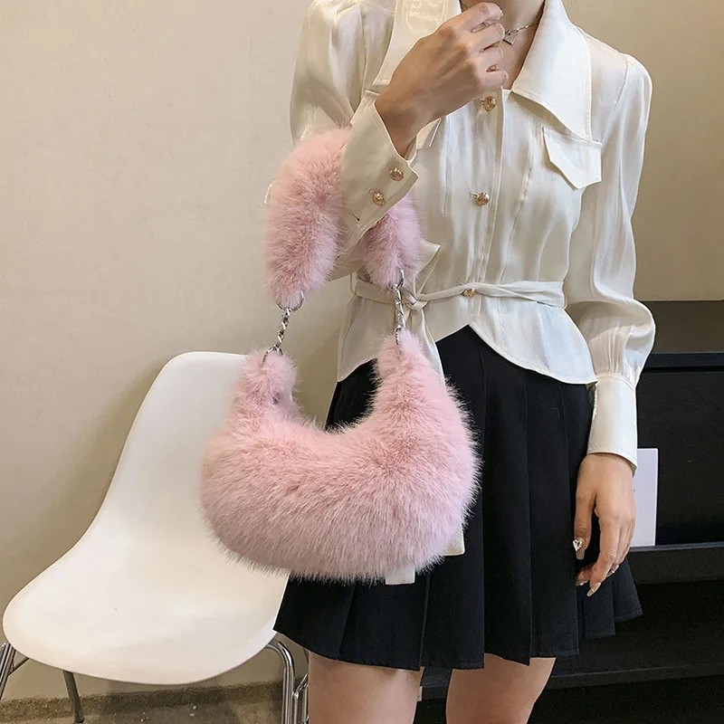 

Новая женская сумка через плечо из плюша на осень-зиму, модная меховая сумка-кроссбоди, сумка-клатч, женская сумка, новая сумка для рук