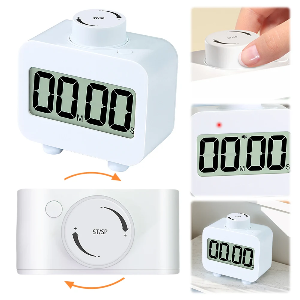 Kitchen Timer Countdown/Countup Cube Timer Adjustable Volume Rotating Timer Simple Operation Cooking Timer for Gym Yoga Workout