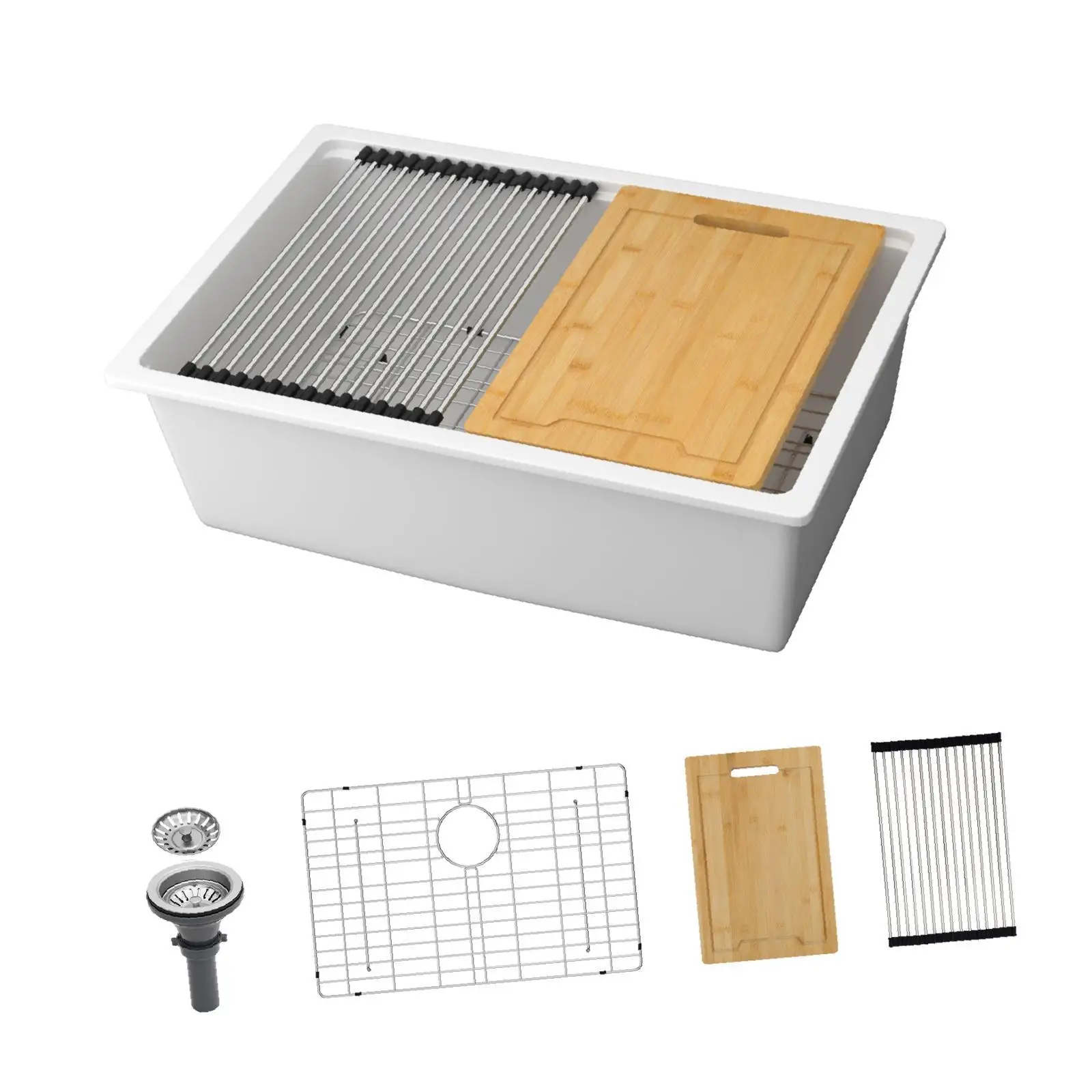 

Белая гранитная композитная кухонная мойка из кварца для эффективной готовки и уборки дома