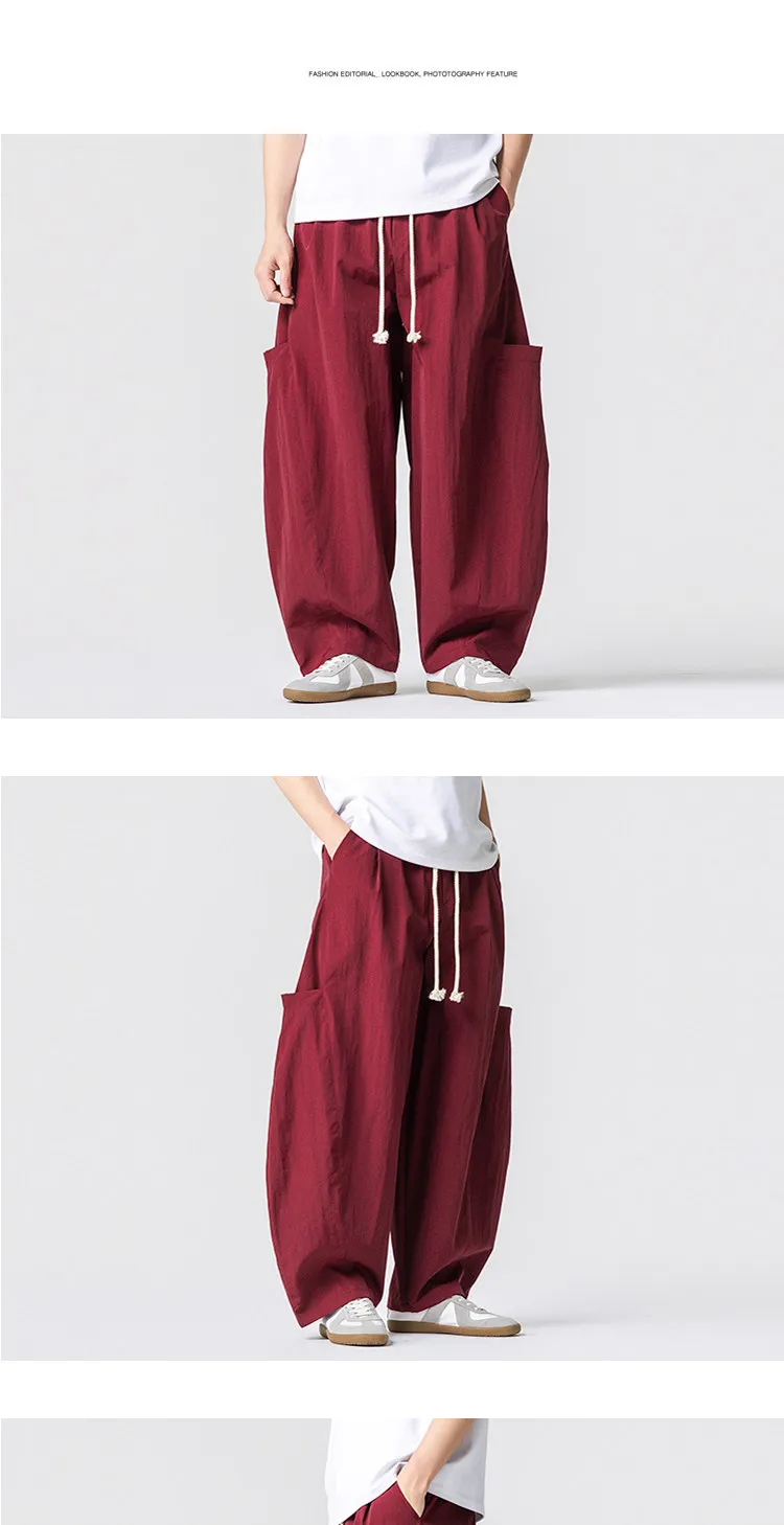 2026 Sommer Herren Jogginghose Haremshose Leichte Hose mit Elastischem Bund Gerade Geschnittene Lockere Jogging-Hose Einfarbige Freizeithose M-5XL – Detail 13