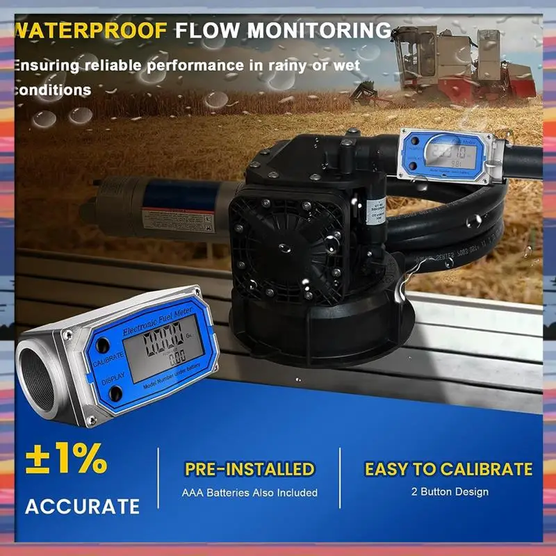 AFBC 1 PCS Flow Meter 1Inches Digital Flow Meter Aluminum Alloy Fuel Meter Turbine Flow Meter & Digital Meter In Industry-Grade