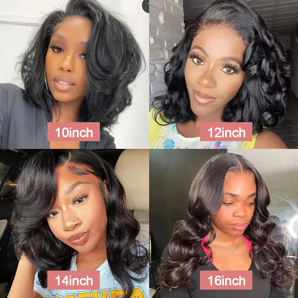 ショートボブウィッグ 13x4 ボディウェーブ グルーレスウィッグ 人毛 ブラジリアンレディトゥウェア 5x5 レースフロントウィッグ 女性用 生え際処理済み