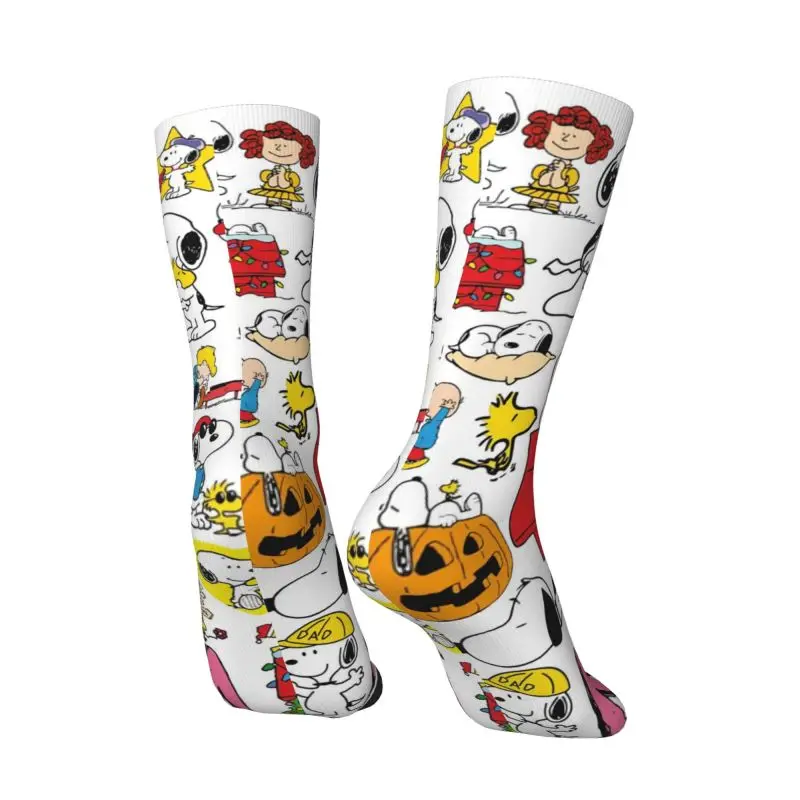 Comics Snoopy Collage Dress Socks for Men Women Warm Funny Novelty Cartoon Crew Socks