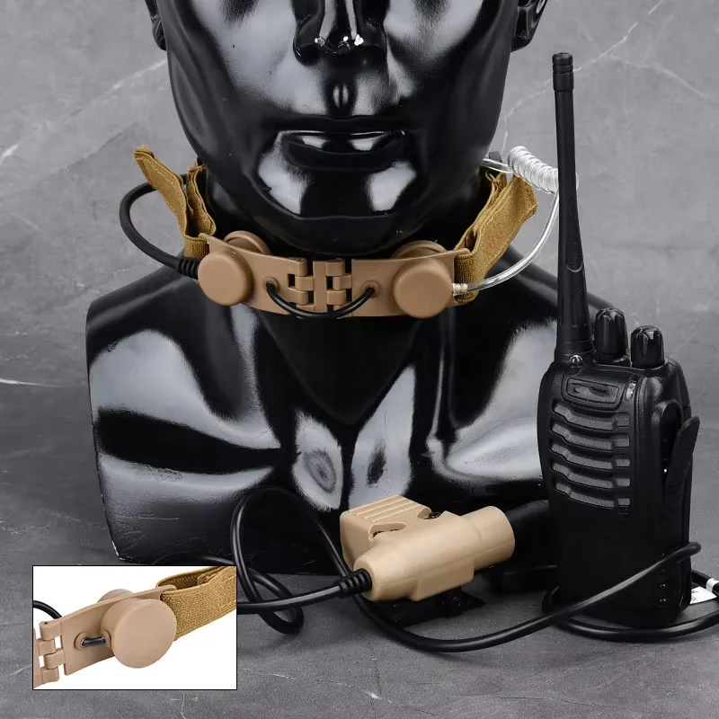 WADSN Airsoft Tactical Throat Microphone Hunting Earphone Fit Kenwood BaoFeng U94 With PTT Portable Neckband THROAT MICHeadset