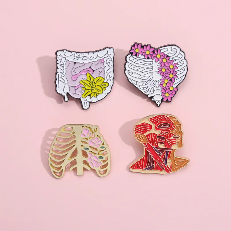 Medical Organ Enamel Pins Lung Heart Brain Gut Chest Human Meridians Lapel Badges Backpack Jewelry Gifts For Medico Friends view 2
