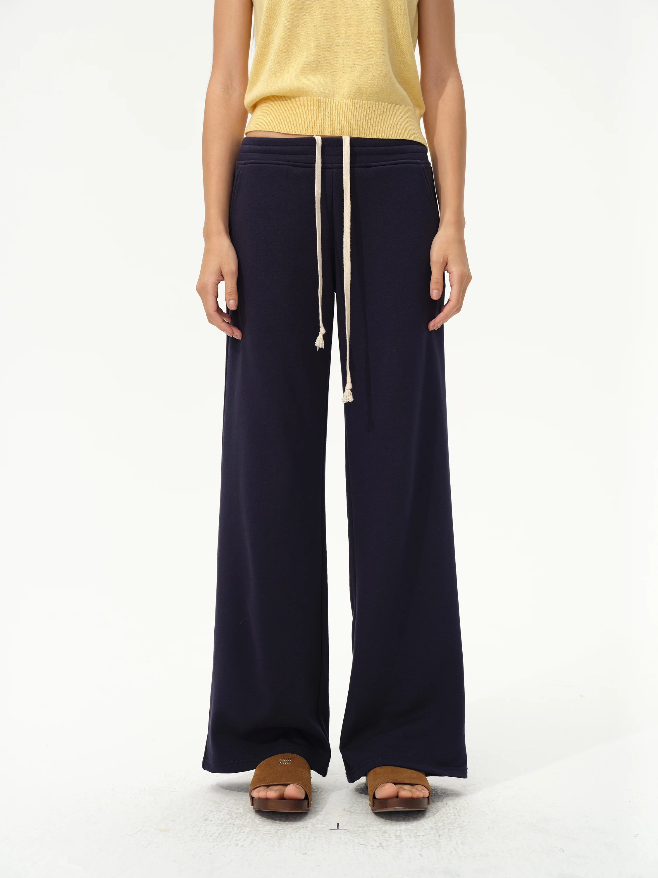 

747 mat Drapey Flared Pants Lightweight Spor Commute Low Waist Dstring Soft Loose Sweatpants Women's Faion