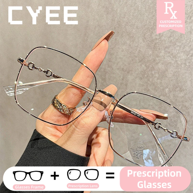 

Очки Cyee Luxury с увеличенной оправой, фотохромные, для коррекции близорукости, с прогрессивными линзами, женские, по индивидуальному рецепту, оптические