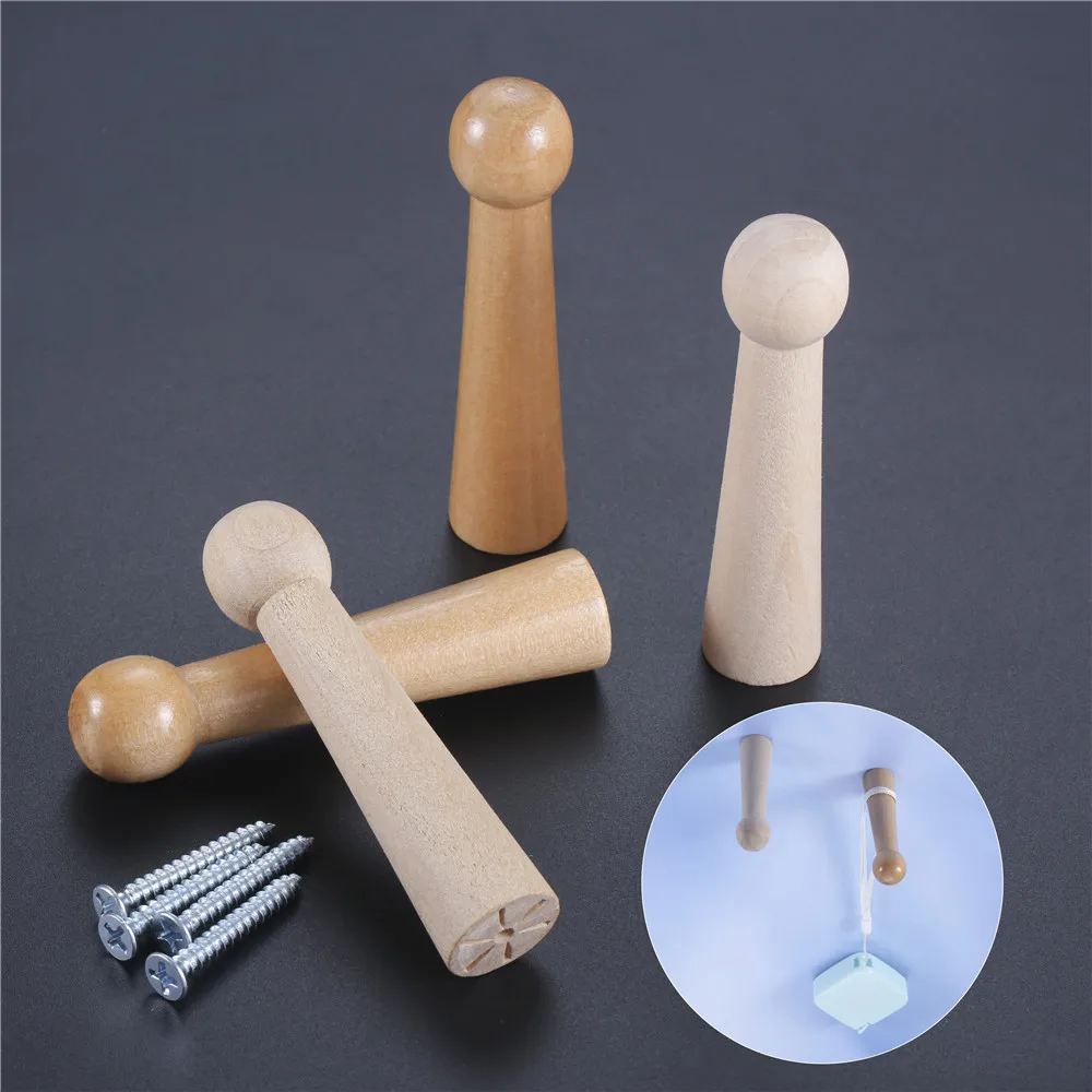 4pcs/set Wooden Hanger w/screw 80mm/3.15