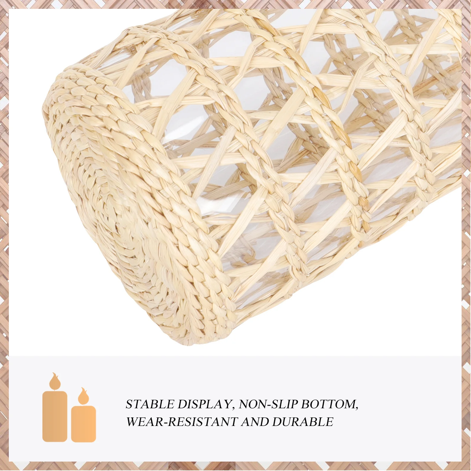 

Aromatherapy Glass Cup Straw Weaving Decorative Holder Home Wedding Party Decor Candles Cup Holders