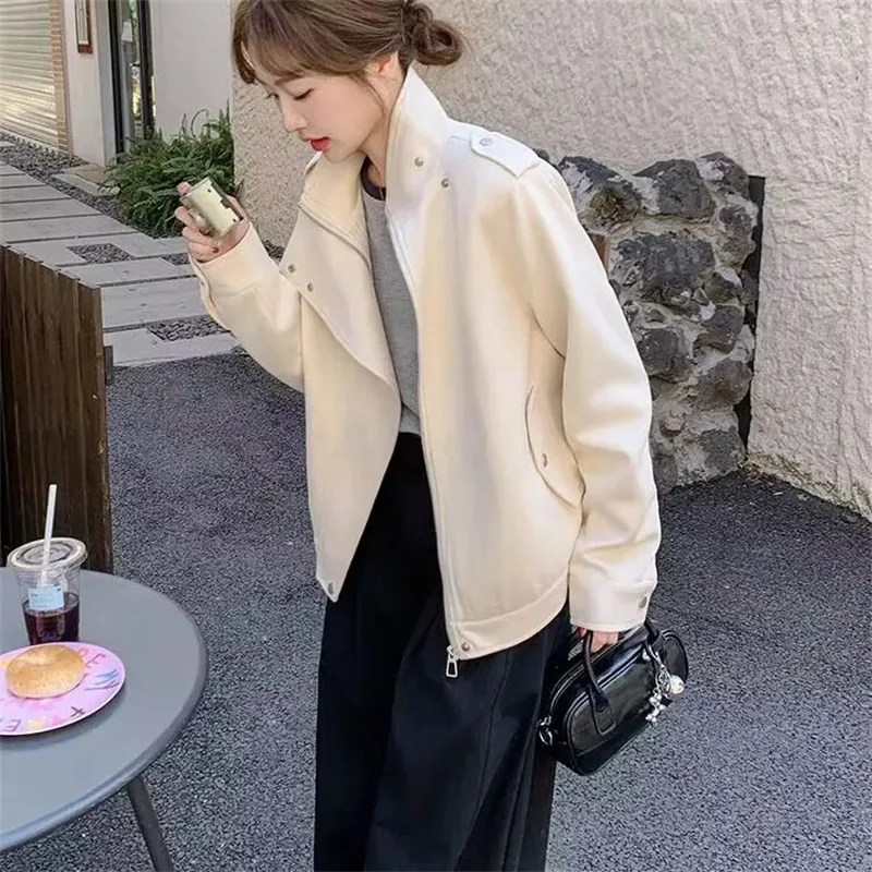 

Высококачественное женское пальто 2022, весенне-осенняя новая замшевая куртка с воротником-стойкой, женская корейская повседневная верхняя одежда, темпераментная верхняя одежда, топ