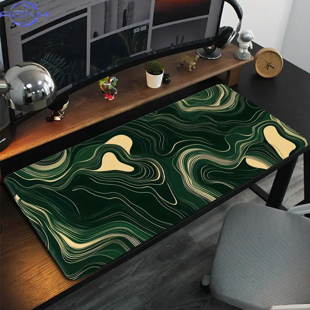 Green Texture Mouse Pad Large Mousemat Computer gamer Office Stitched Edge Keyboard Desk Mat Washable Non-Slip Long Desk Pads