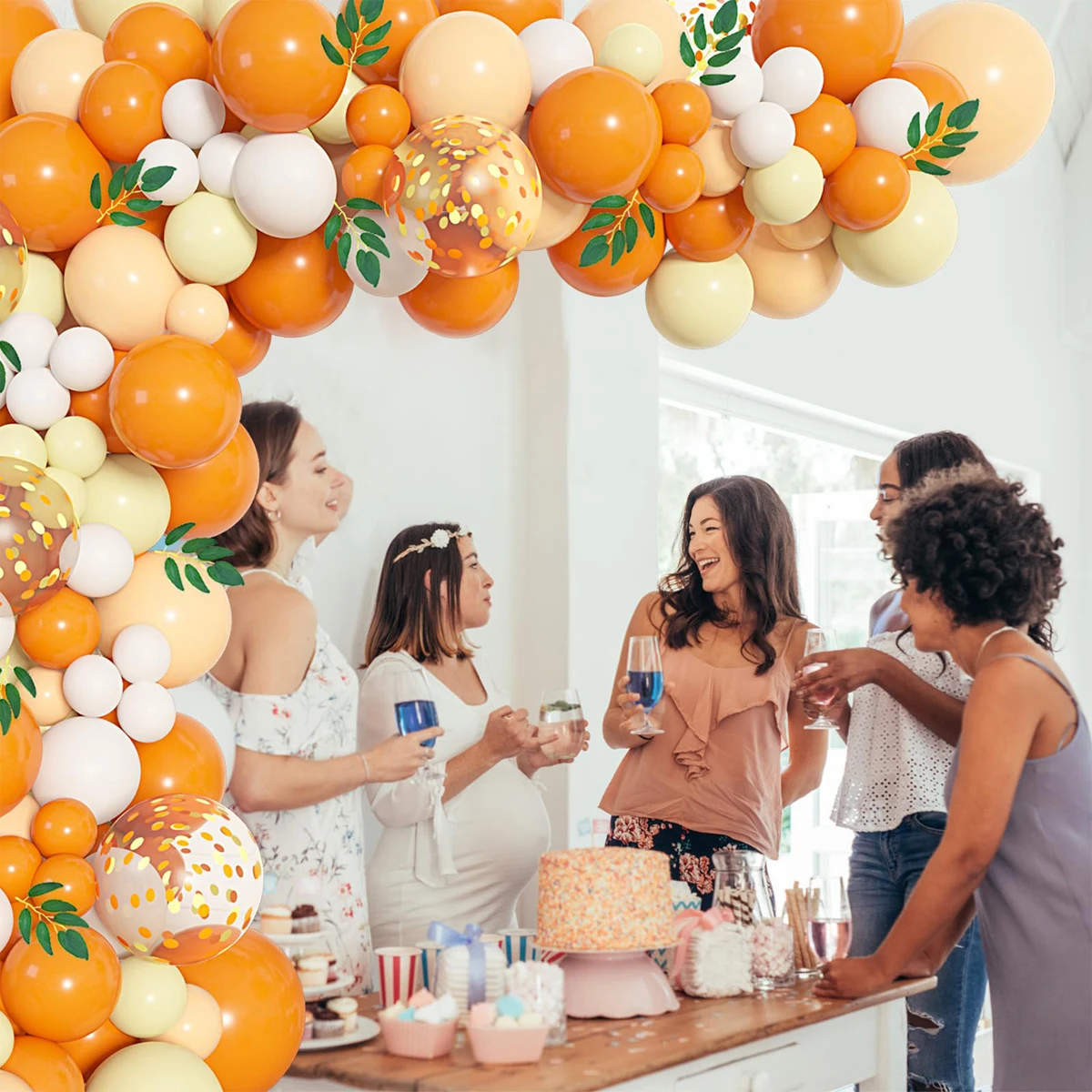 Pomarańczowe złoto biały balon girlanda Arch Kit urodzinowa dekoracja urodziny urodziny Conffeti balony na brzuszkowe balon lateksowy