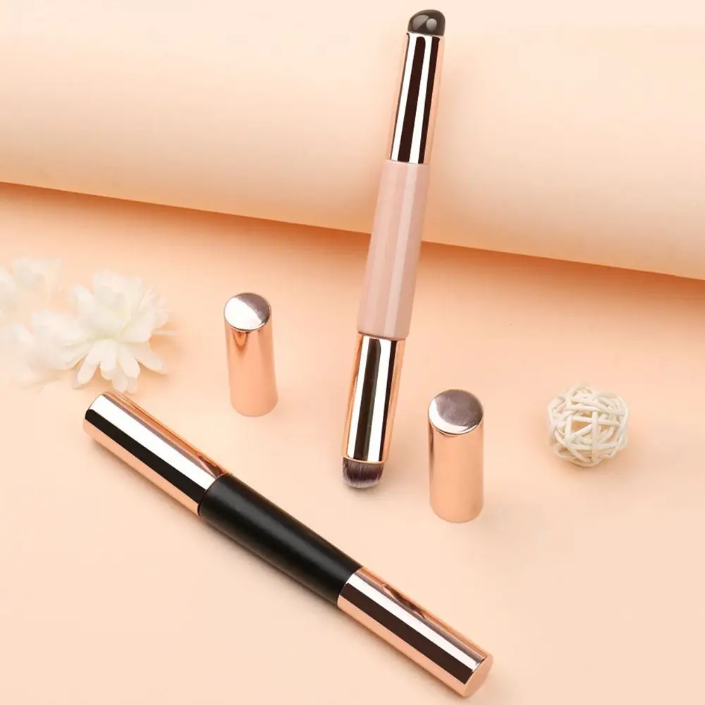 Nail Pen Soft Silicone Lip Brush Round Professional 2-in-1 Lipstick Brush Double-ended Design Portable Concealer Brush Women