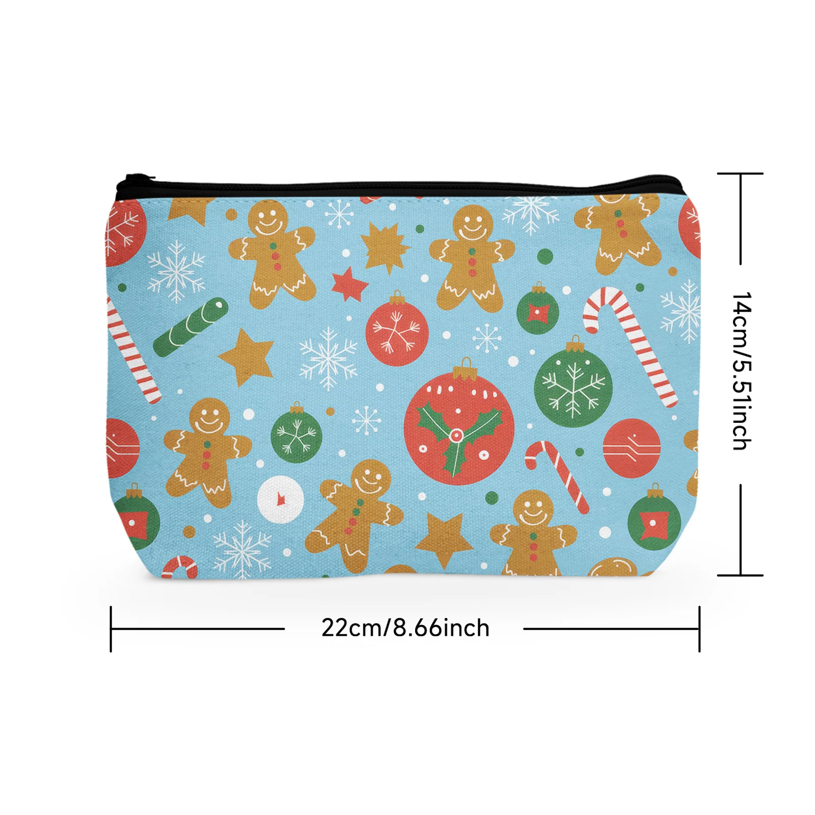 1Pc Christmas And Candies Pattern Zipper Storage Pouch Lightweight Versatile Cosmetic Bag Perfect Makeup Storage Bag