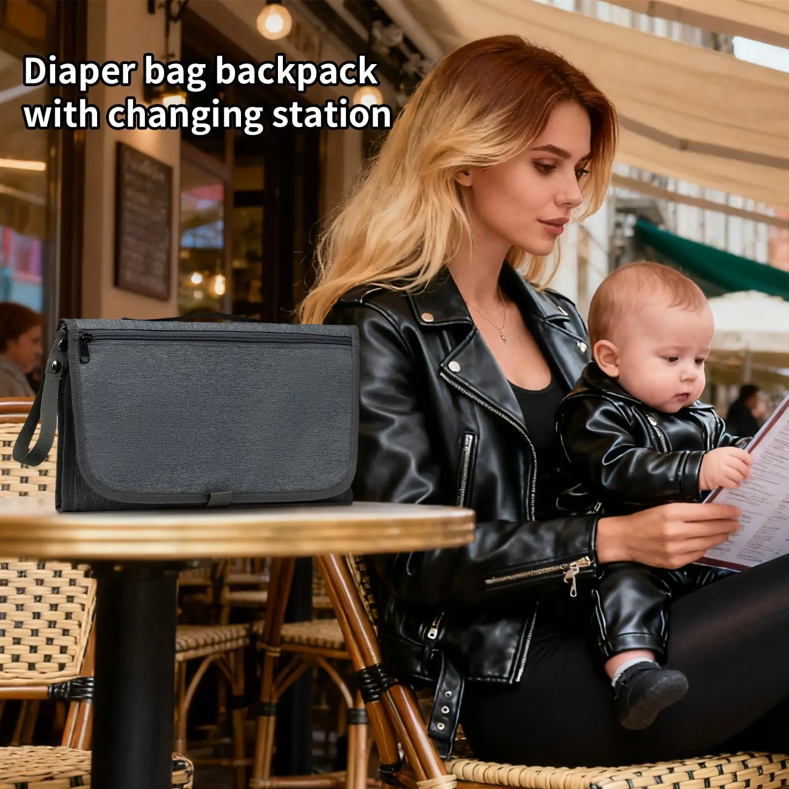 Diaper Bag Purse Large Capacity Storage Pouch Baby Diaper Bag with Changing Pad for Everyday Beach Travel Short Trips Family