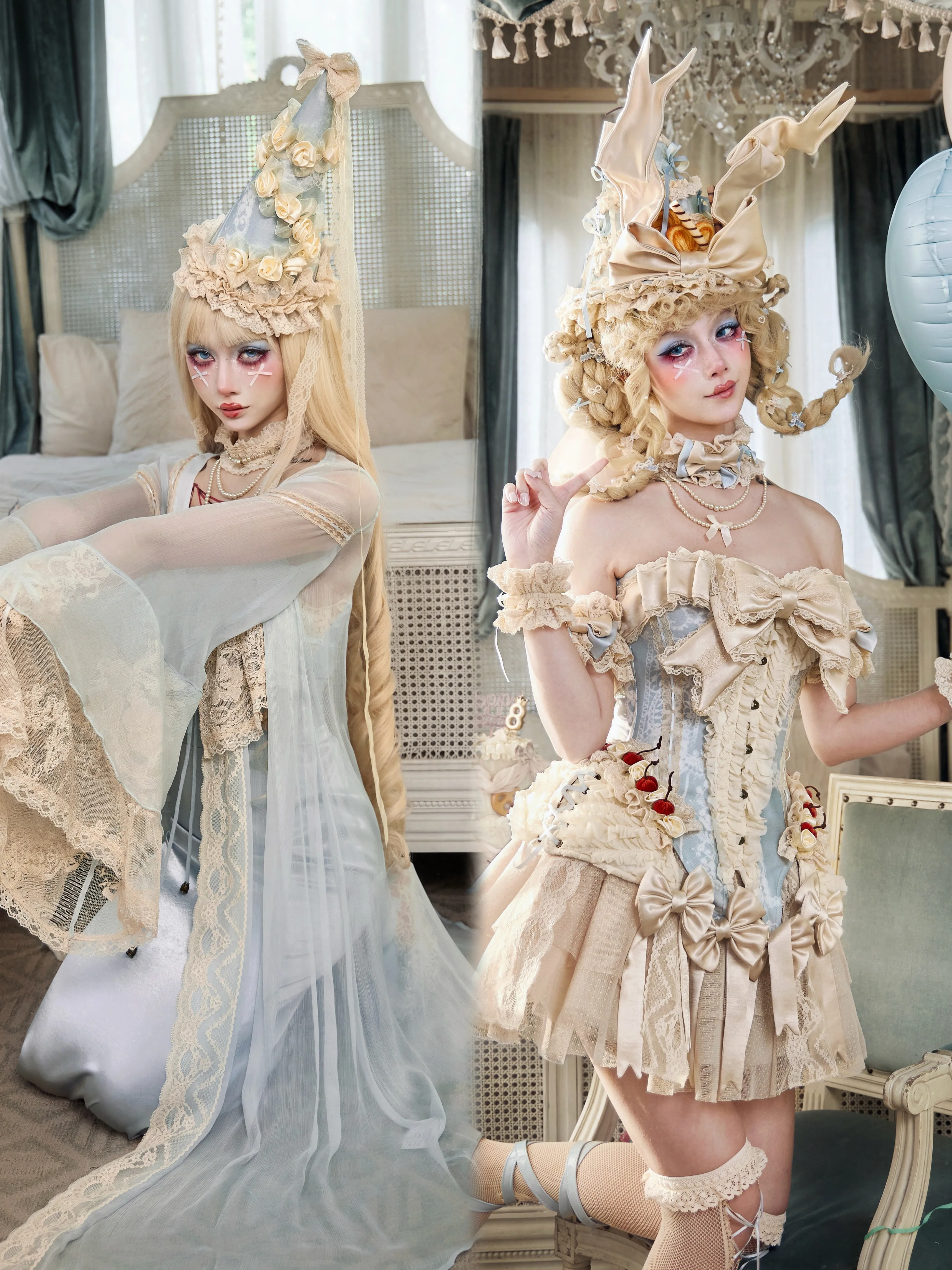 Original Blood Supply French Rococo Retro Cream Heavy Made Novelty Cute Lolita Cake Biscuit Hat Hair Accessories Fedoras