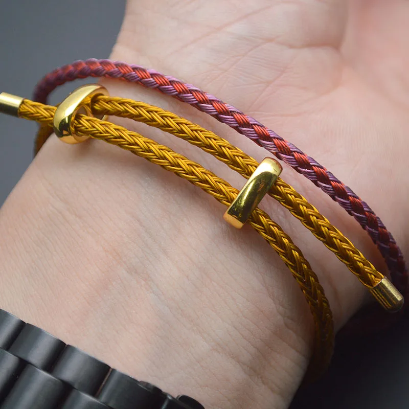 Wholesale 20pcs/lot 26cm Length Adjustable Nylon Cord with Brass Finding Slider Bracelet for Women DIY Color Fashion Jewelry