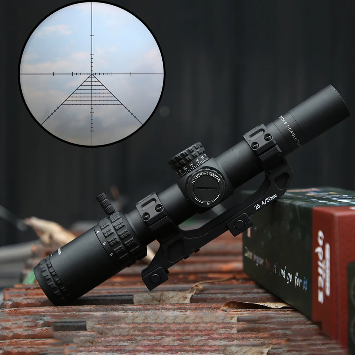 EO1.2-6X24 Hunting Scope with Mounting Clamp Fast Aiming HD Crosshair Adjustable Bird-watching Scope Airgun Tactical Telescope