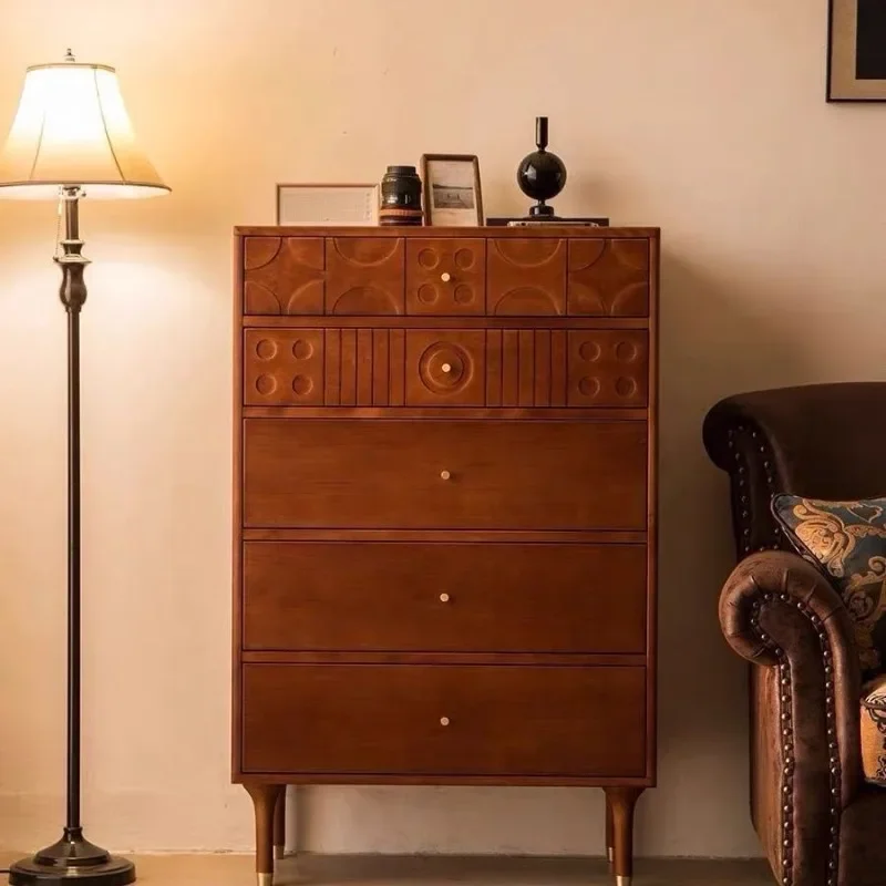 

Nordic chest of drawers retro, entrance solid wood side cabinet medieval living room locker drawer boxwood bedroom storage