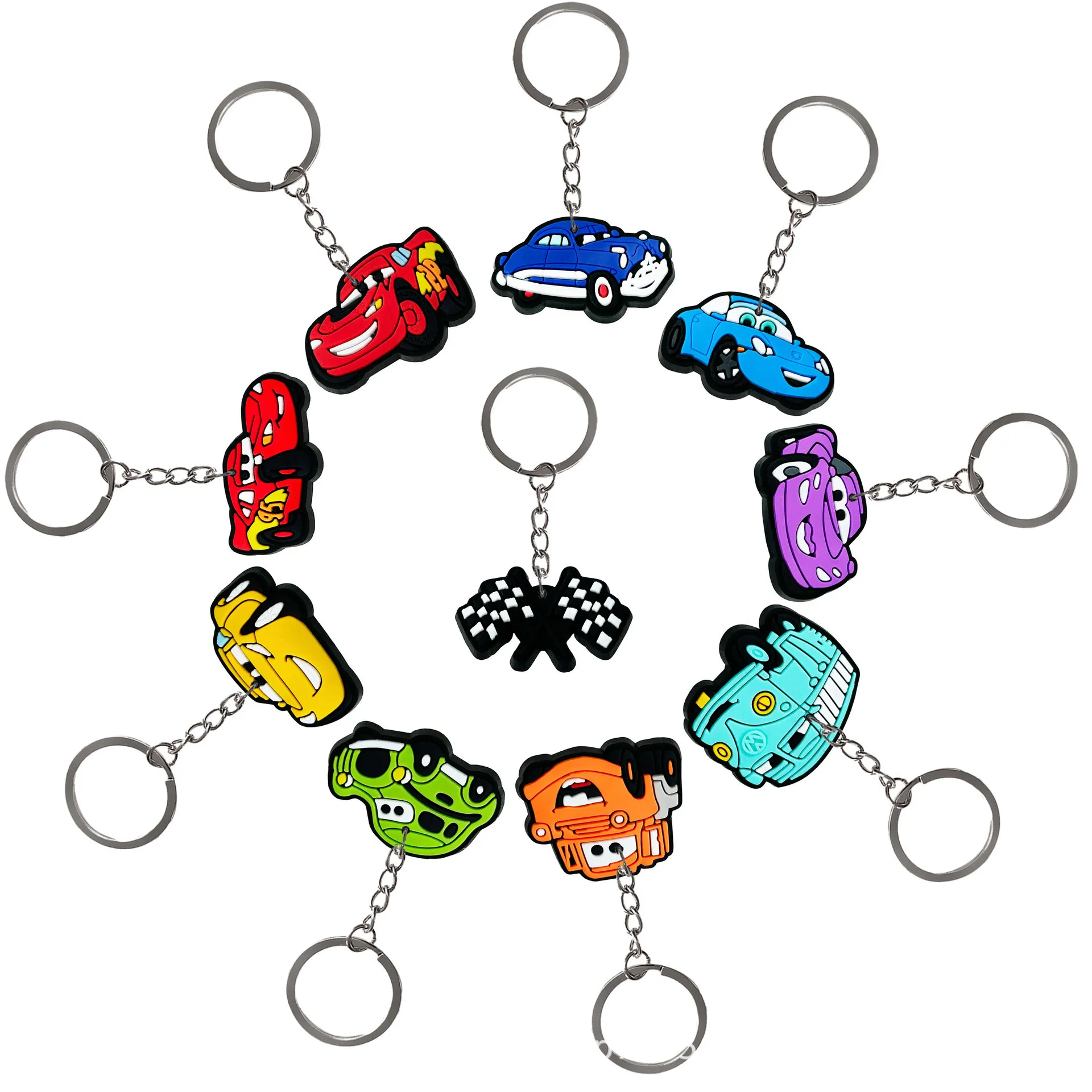 Disney Cartoon Pixar McQueen Car Keychain Anime Handsome Keyrings for Bags Key Pendants Decoration Kids Birthday Gifts